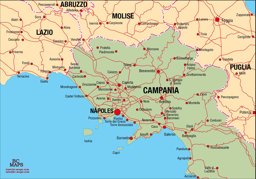 Регион Кампания (Campania), побережье Амальфи, окрестности Неаполя